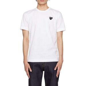 Commes Des Garçon White T-Shirt with Black Heart Logo